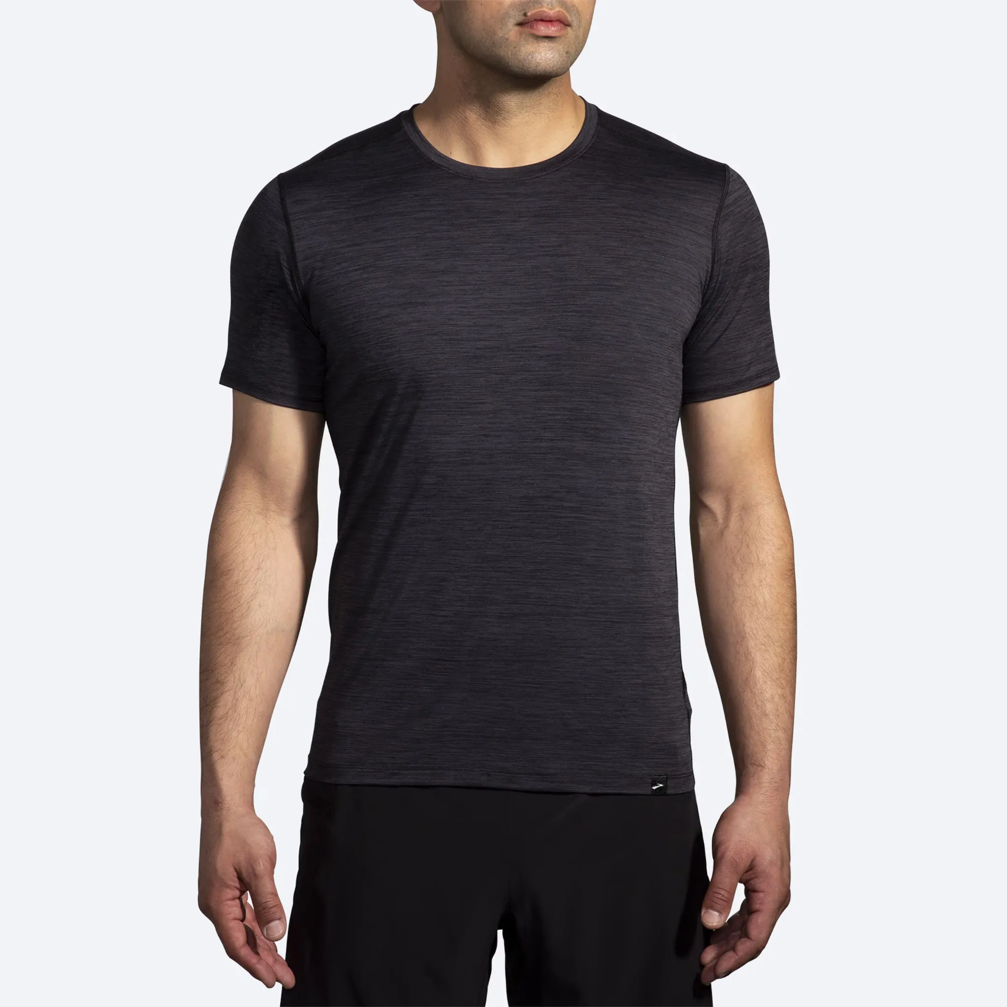 Men's Brooks Luxe Short Sleeve in Heather Deep Black