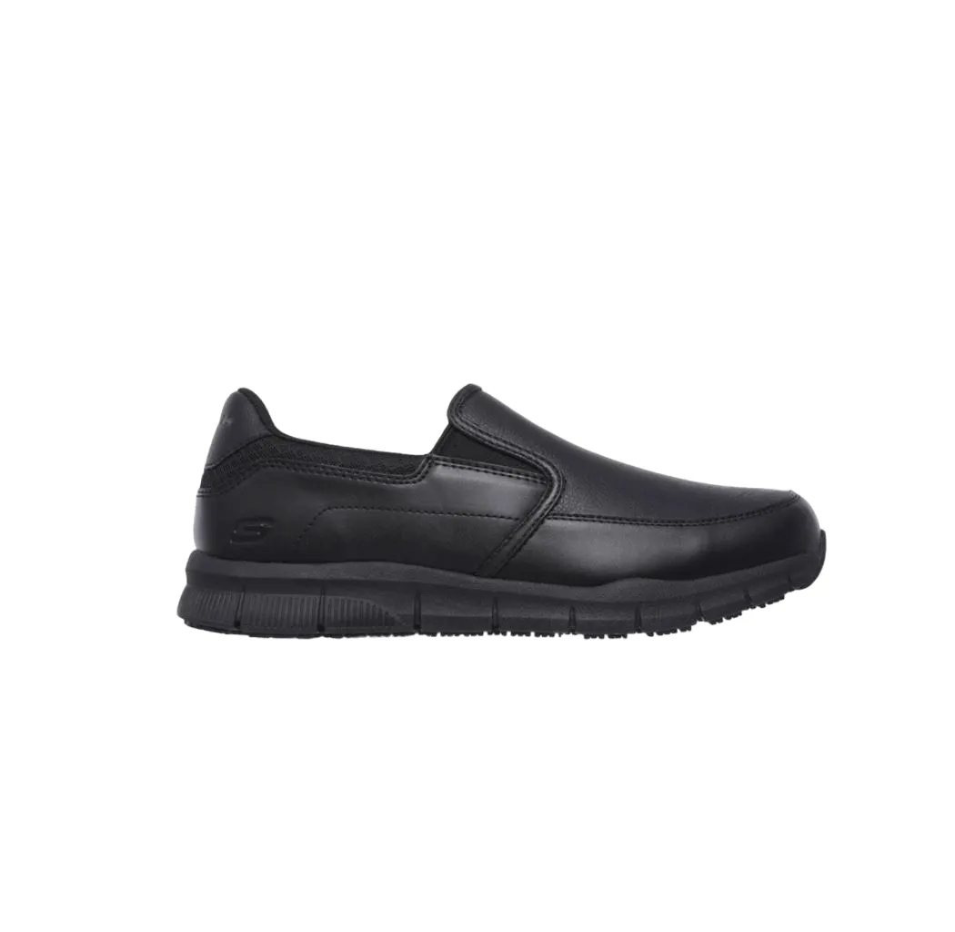 Mens Skechers Nampa Groton Slip Resistant Wide Fit Black Slip On Shoes