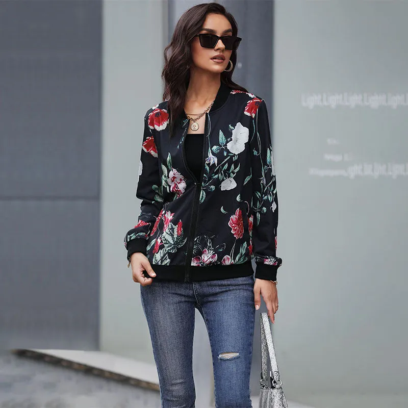 METAVERSMALL Europe, America and New  Hot Trade 2023 Spring and Autumn New Women's Clothing Zipper Printed Baseball Jacket Jacket