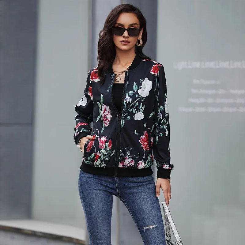 METAVERSMALL Europe, America and New  Hot Trade 2023 Spring and Autumn New Women's Clothing Zipper Printed Baseball Jacket Jacket