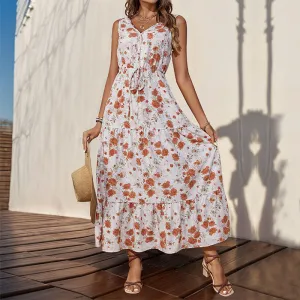 METAVERSMALL New Hot Trade Long Dress New Summer New 2025  Women's Printed Sleeveless Dress