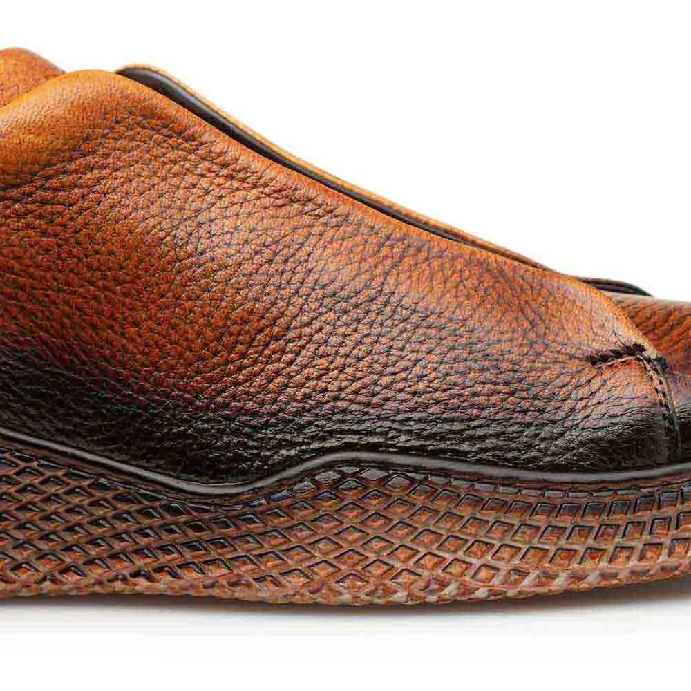 MEZLAN Men's Cognac Calcio Deer Skin Slip On Sneakers