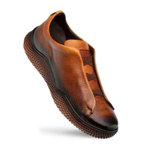 MEZLAN Men's Cognac Calcio Deer Skin Slip On Sneakers