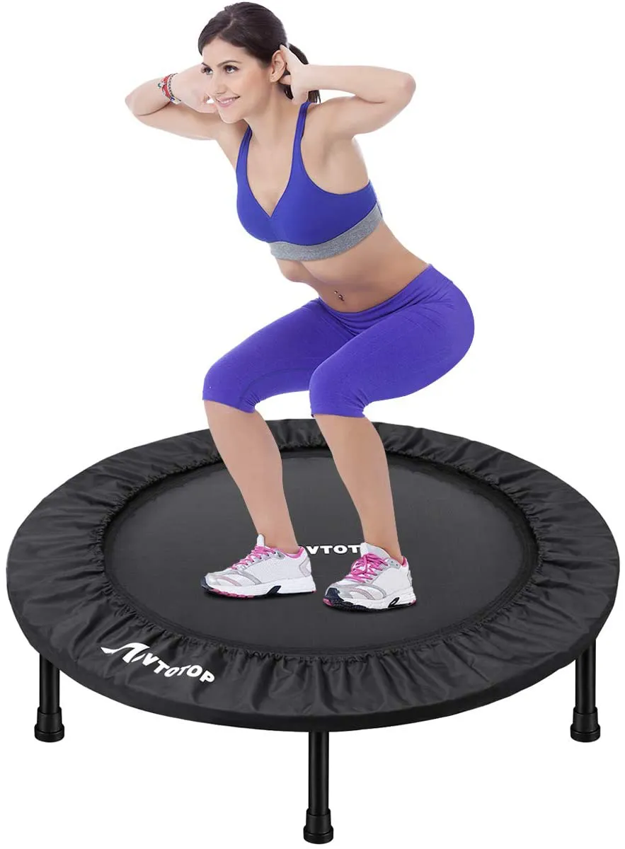 MOVTOTOP Mini Trampoline 38/40 Inch, Folding Indoor Trampolines with Safety Pad, Fun Mini Fitness Rebounder Trampoline for Kids Adults Indoor/Garden Workout