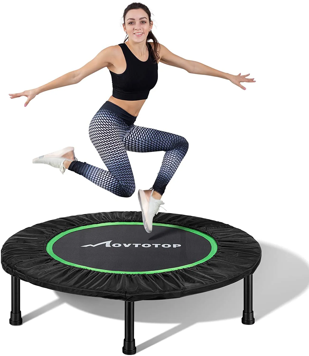 MOVTOTOP Mini Trampoline 38/40 Inch, Folding Indoor Trampolines with Safety Pad, Fun Mini Fitness Rebounder Trampoline for Kids Adults Indoor/Garden Workout