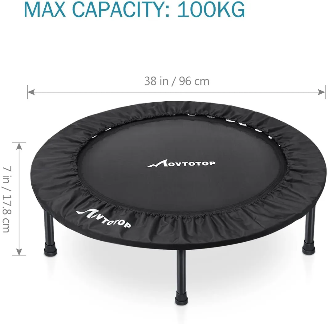 MOVTOTOP Mini Trampoline 38/40 Inch, Folding Indoor Trampolines with Safety Pad, Fun Mini Fitness Rebounder Trampoline for Kids Adults Indoor/Garden Workout