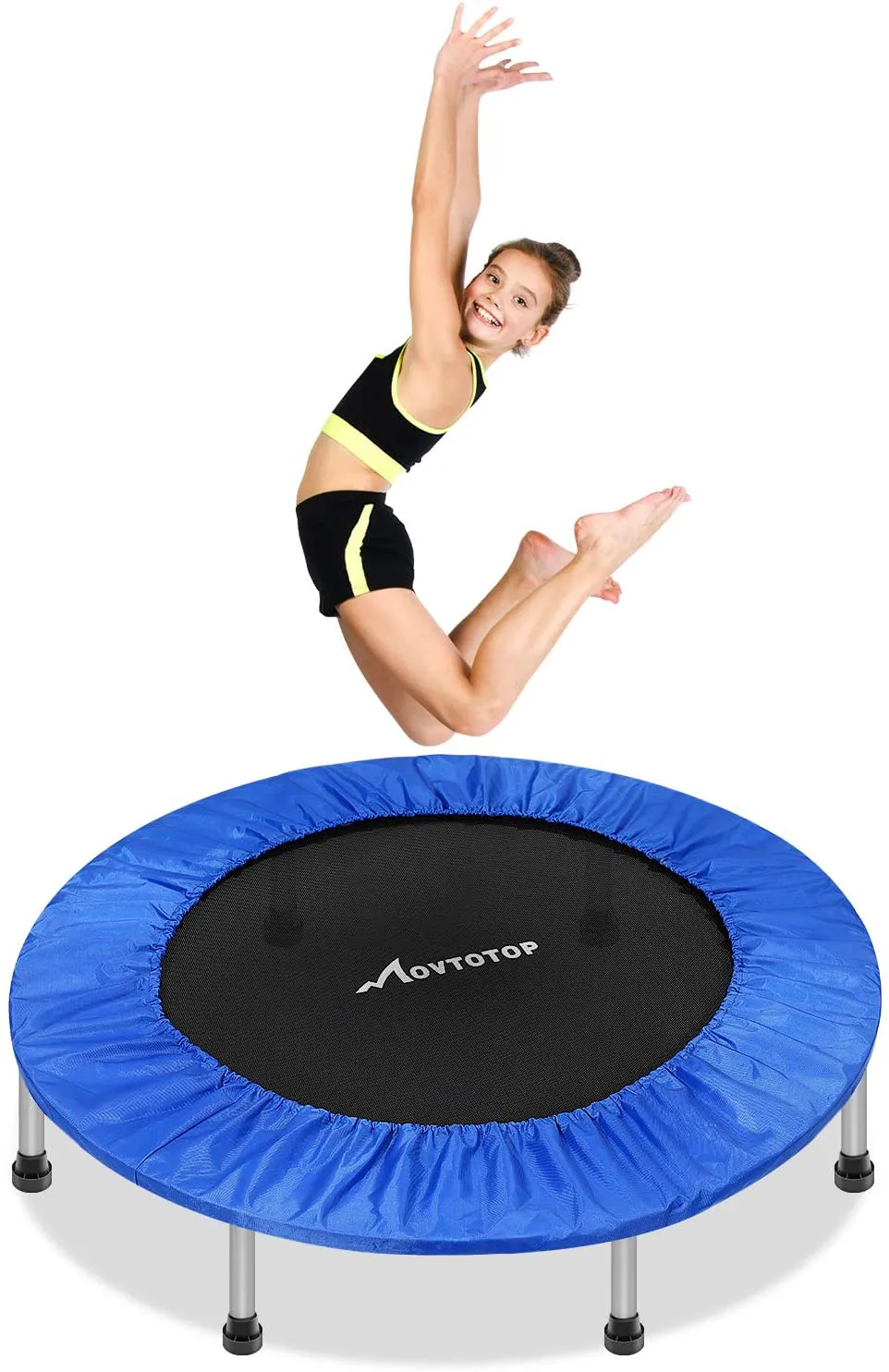 MOVTOTOP Mini Trampoline 38/40 Inch, Folding Indoor Trampolines with Safety Pad, Fun Mini Fitness Rebounder Trampoline for Kids Adults Indoor/Garden Workout