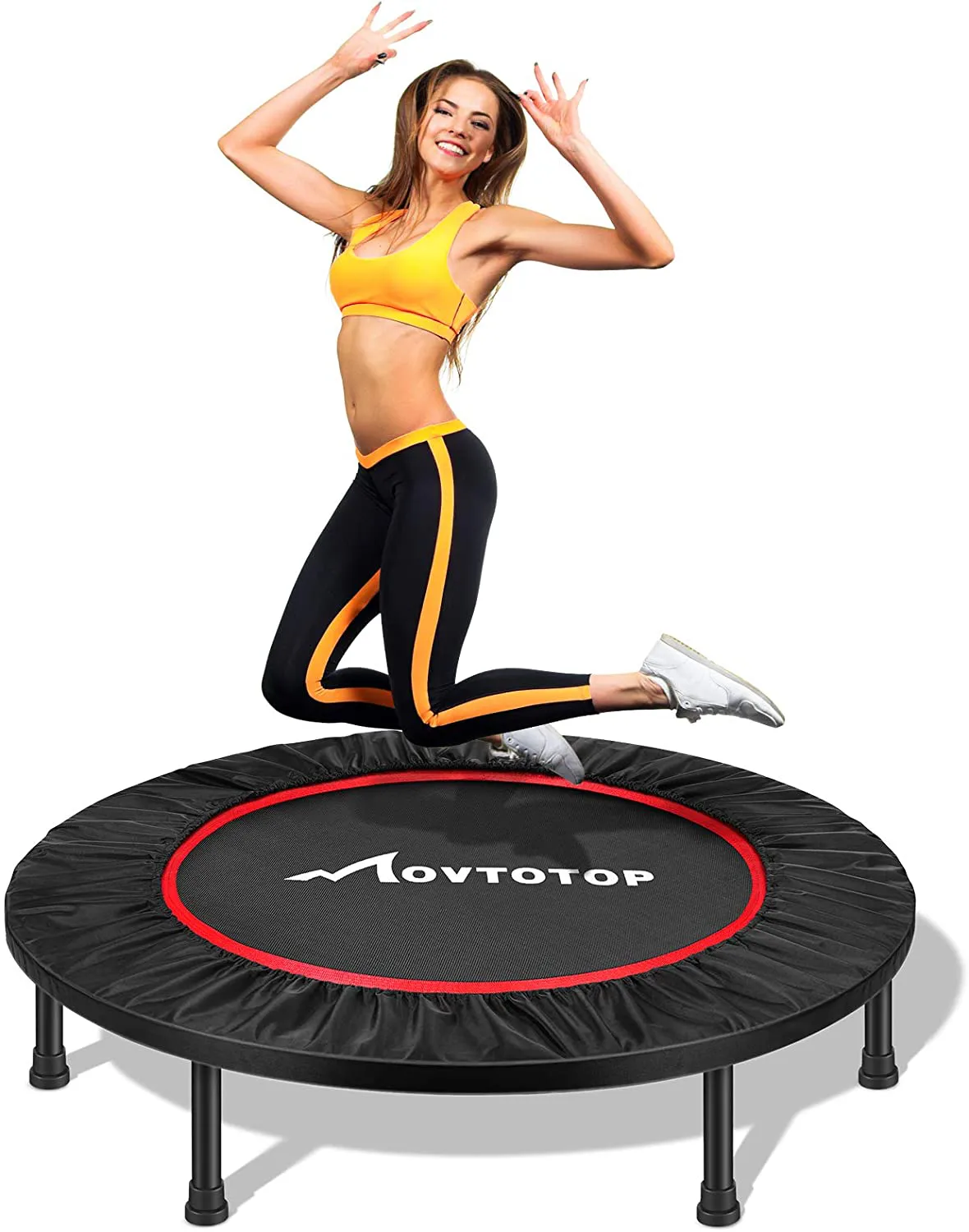 MOVTOTOP Mini Trampoline 38/40 Inch, Folding Indoor Trampolines with Safety Pad, Fun Mini Fitness Rebounder Trampoline for Kids Adults Indoor/Garden Workout