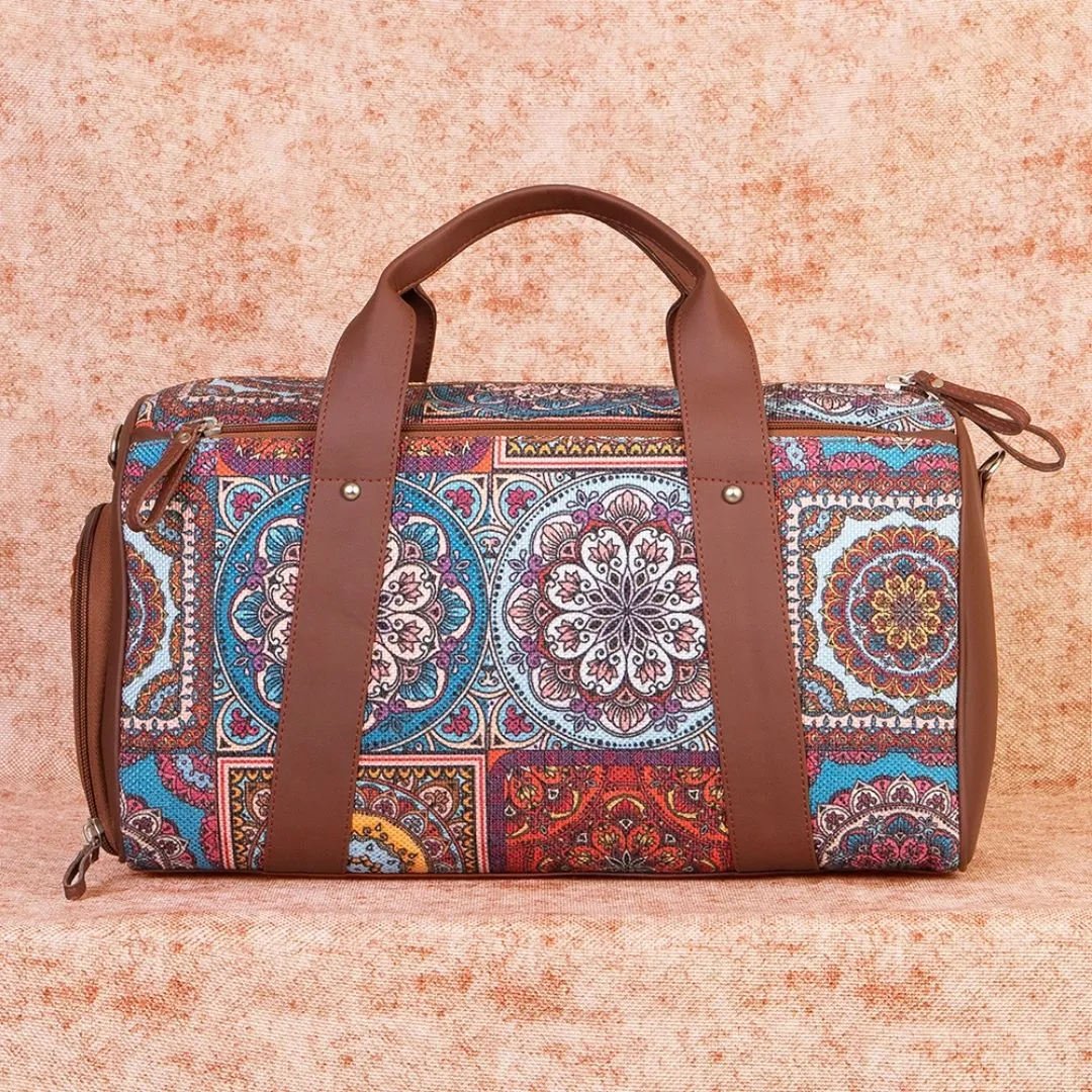 Multicolor Mandala Print Medium Duffel Bag