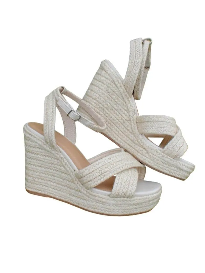 Natural Jute Espadrille Wedges