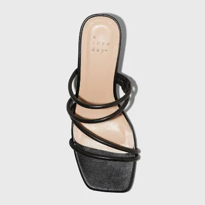 New - A New Day Women's Chunky Block Heel Slip On Mule Sandals