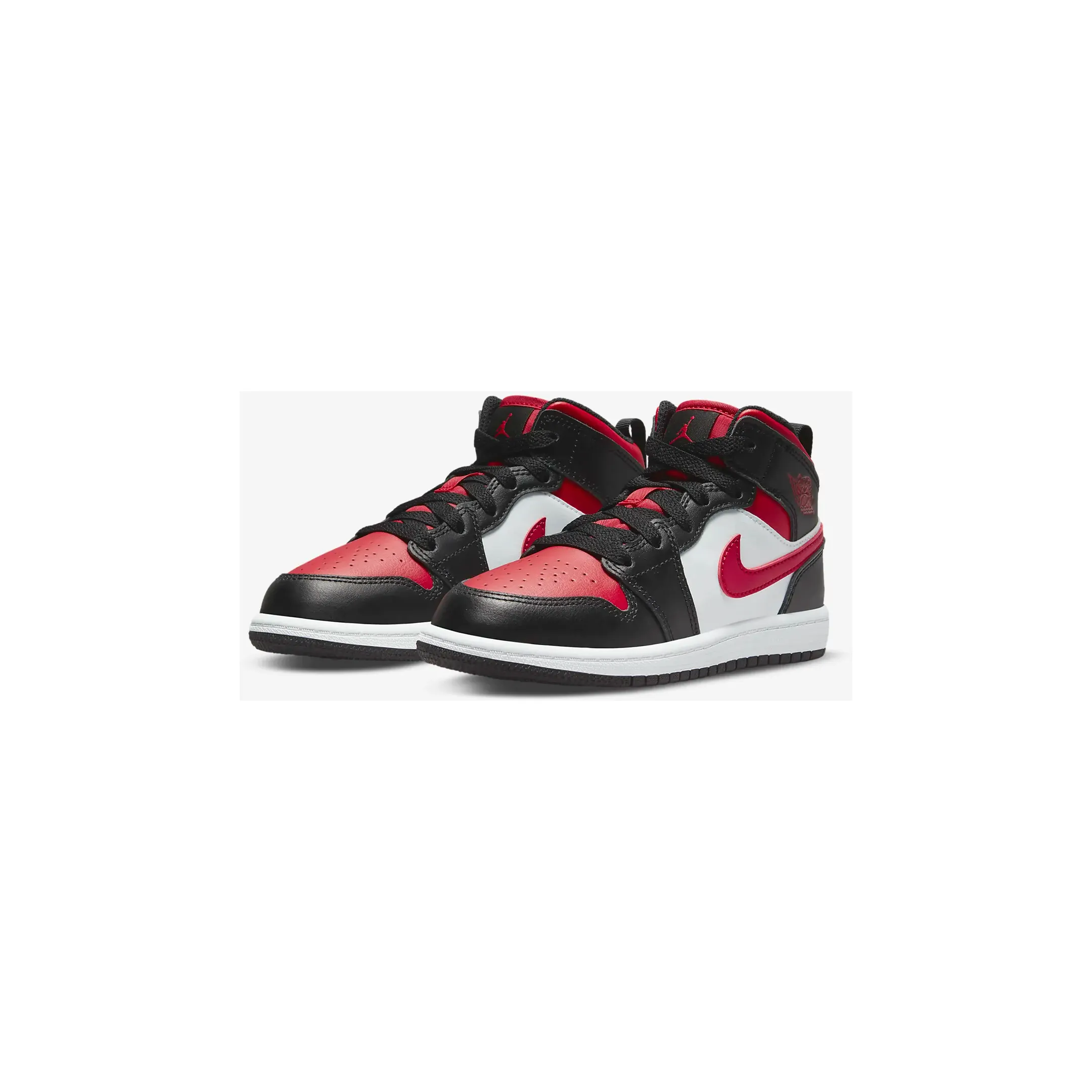 Nike Kid's Jordan 1 Mid PS Shoes - Black / White / Fire Red