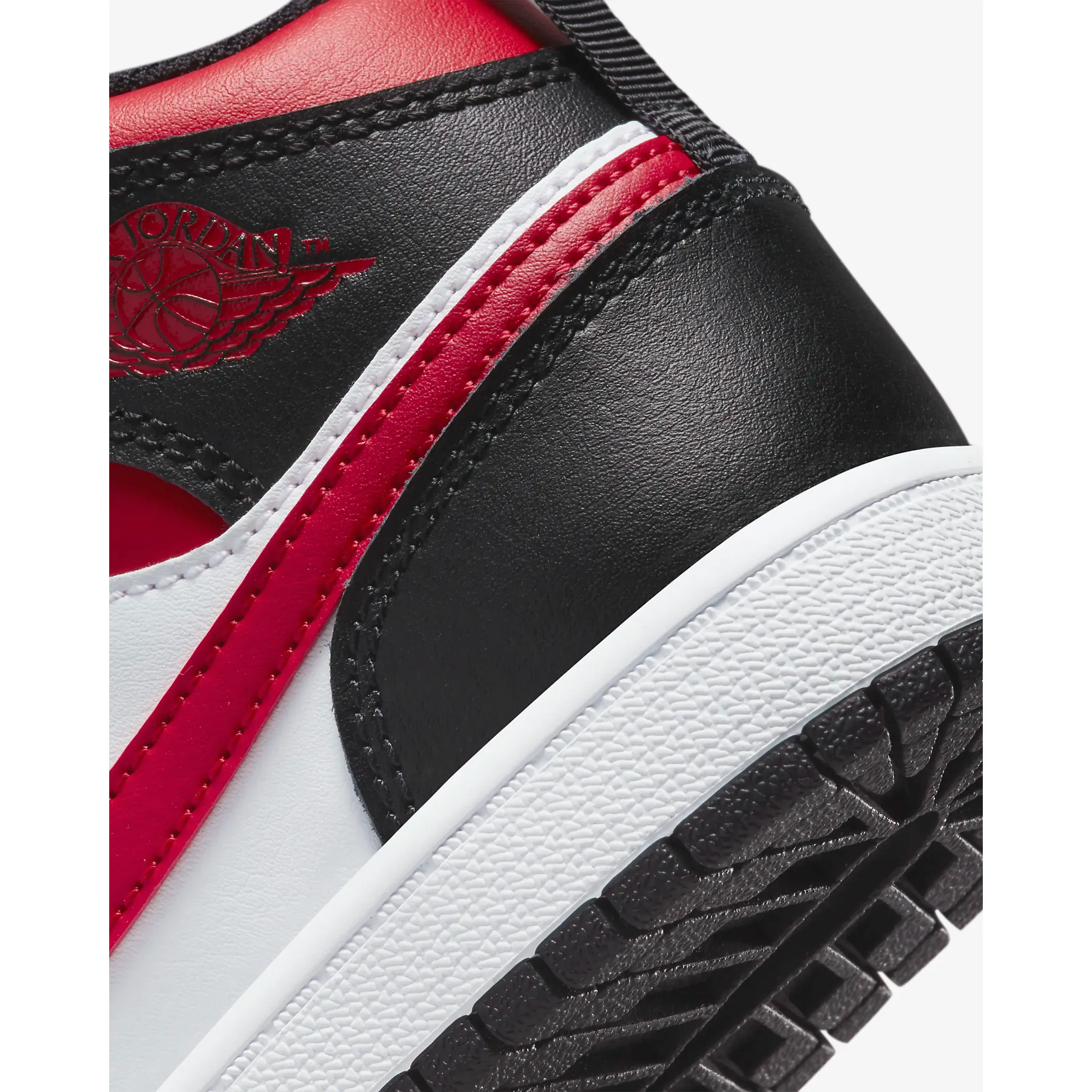 Nike Kid's Jordan 1 Mid PS Shoes - Black / White / Fire Red