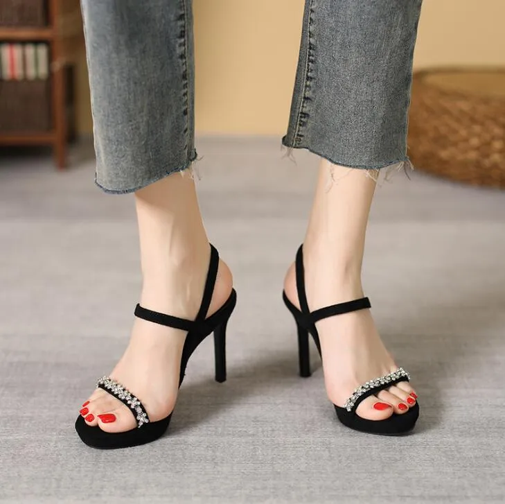 Petite Slingback Open Toe Suede Heeled Shoes ES16