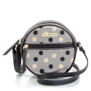 SACCI MUCCI Round Round Sling Bag, Printed Sling Bag For Girls, Crossbody Bag For Women, gifts for women, Shoulder Bag with Strap - Cute Polka (Black)