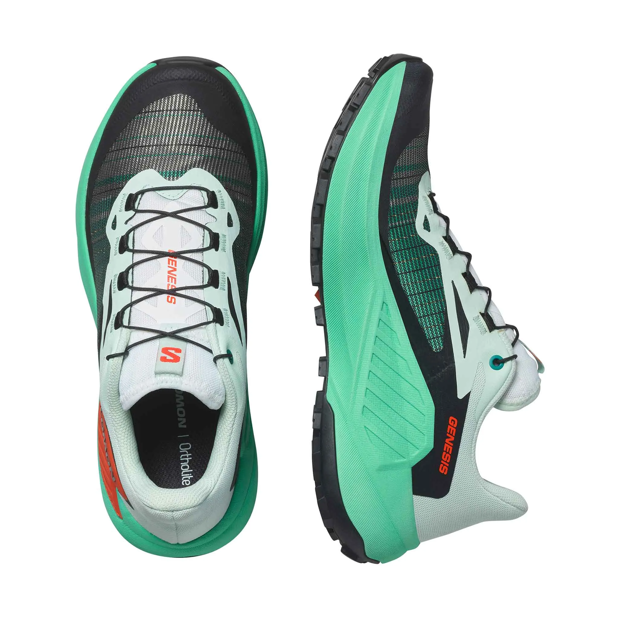 Salomon | Women's Genesis Running Shoes - Bay/Electric Green/Cherry Tomato