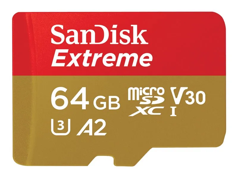 Sandisk Extreme - Flash Memory Card (Microsdxc To Sd Adapter Included) - 64 Gb - A2 / Video Class V30 / Uhs-I U3 / Class