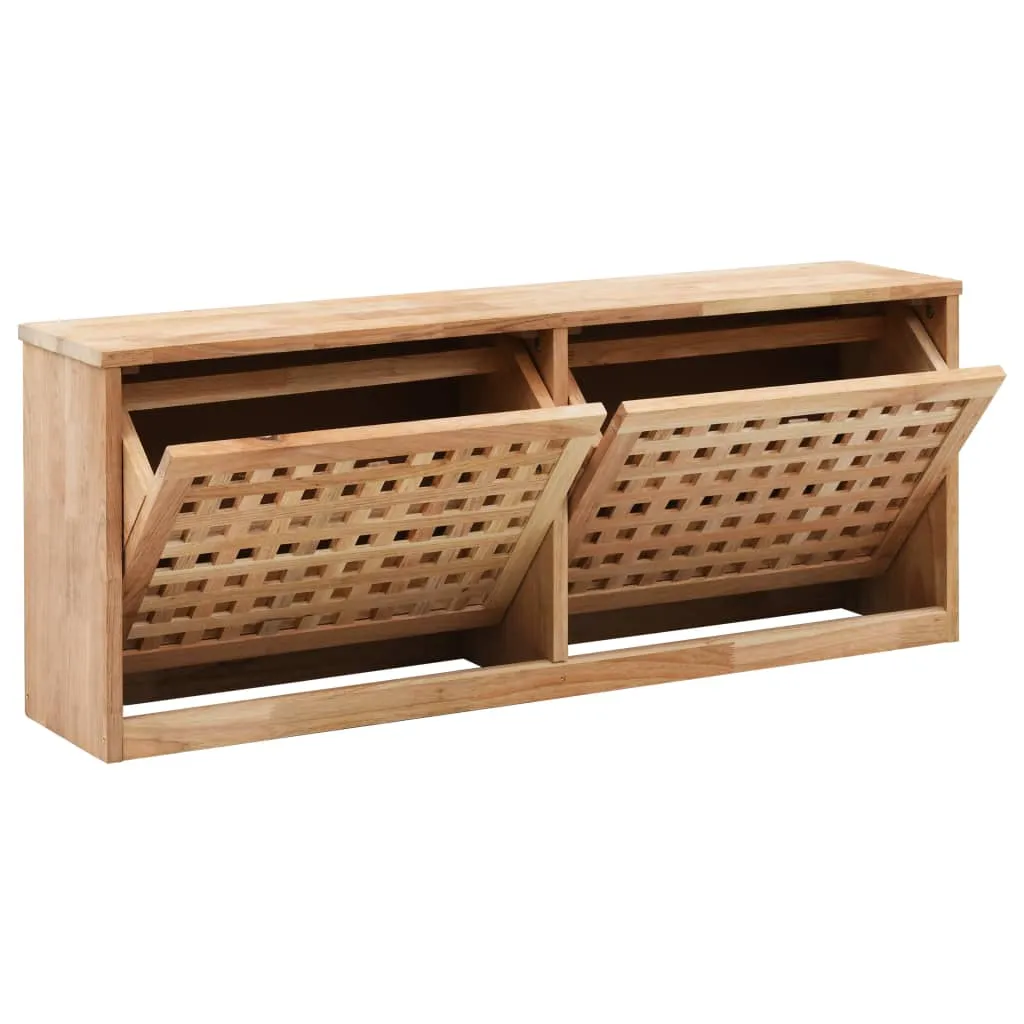 Shoe Storage Bench 94x20x38 cm Solid Walnut Wood