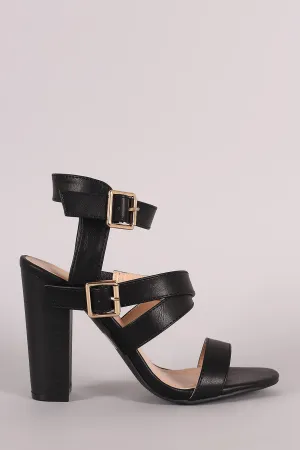 Strappy Double Buckle Chunky Heel