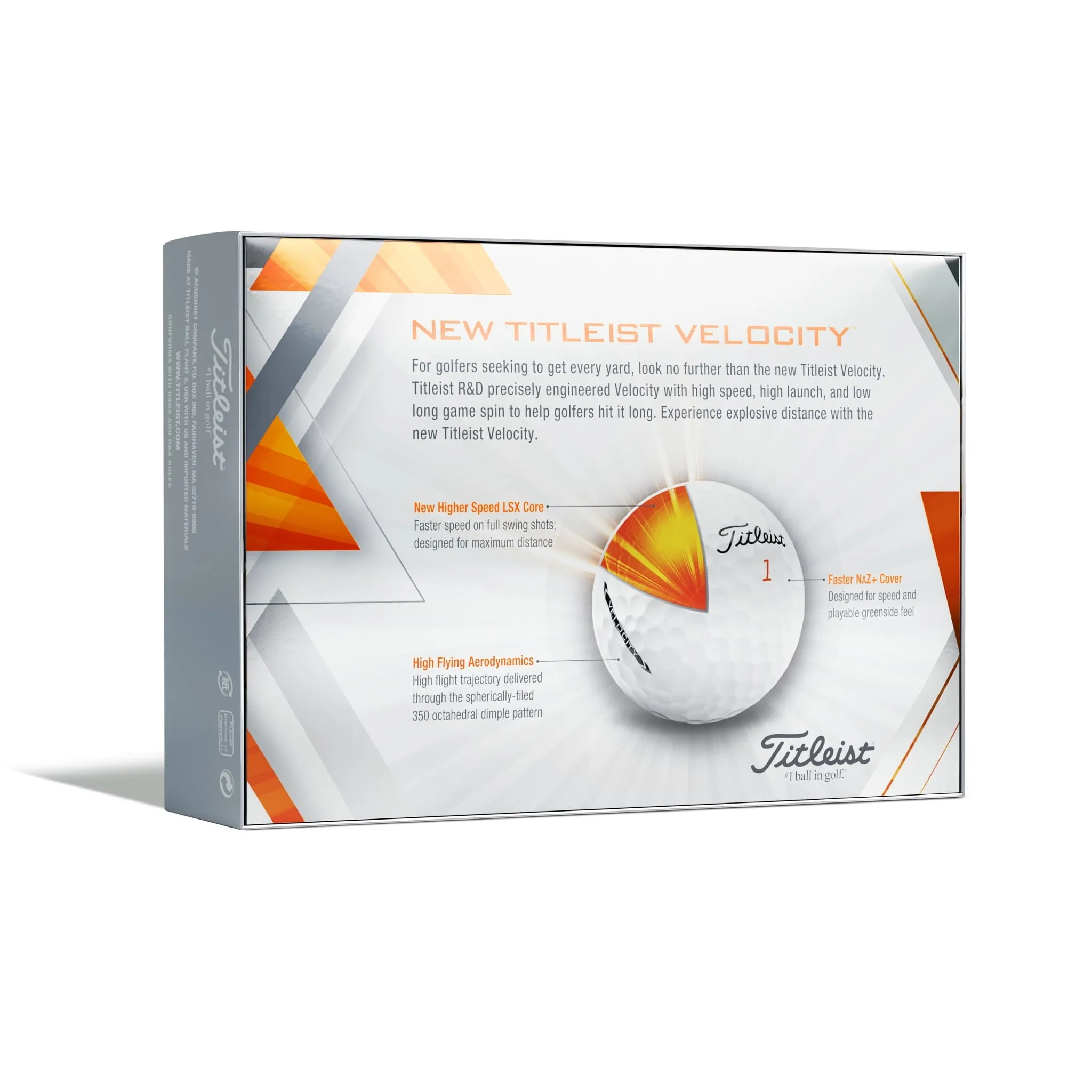 Titleist 2022 Velocity Golf Balls, 12 Pack, White