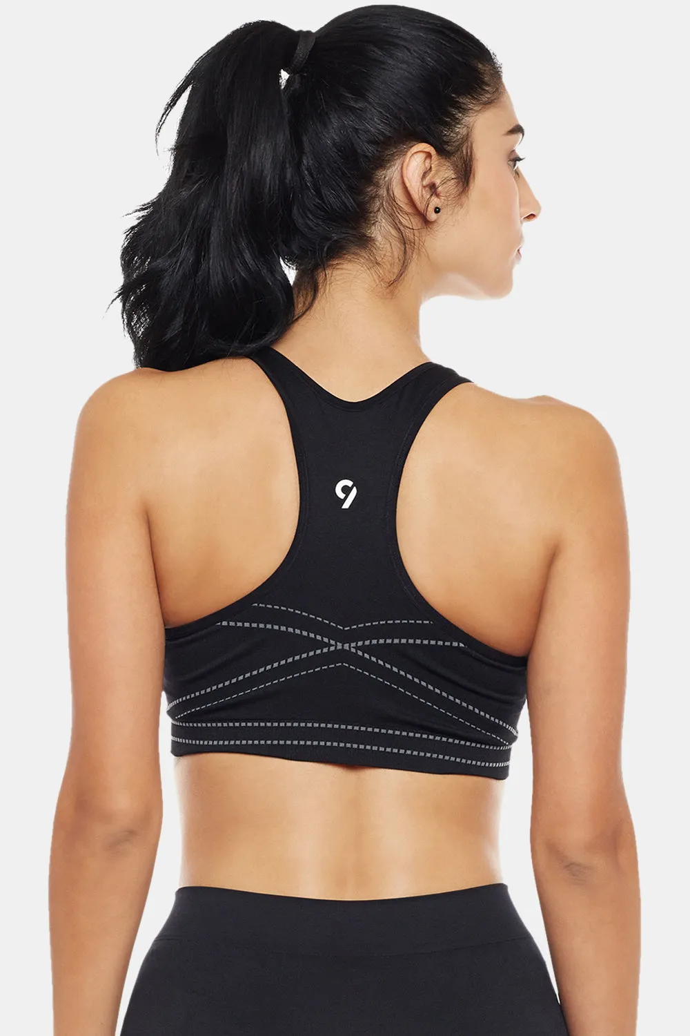 Women Sports Bra & Cycling Short Cord Set - Black